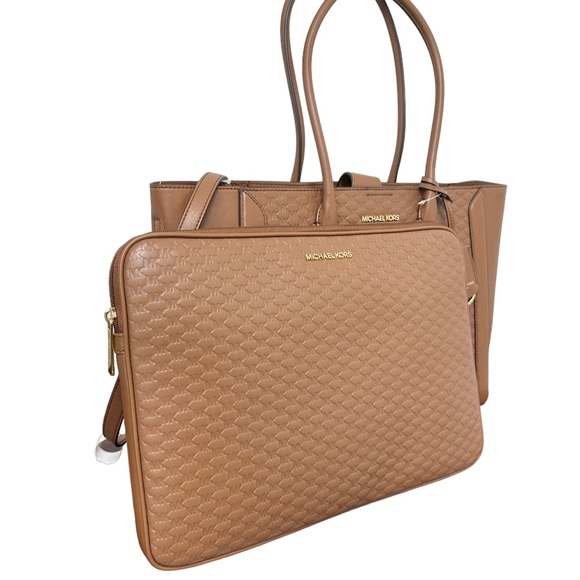 Michael Kors Kali Large Shoulder Tote W/ Laptop Case Vegan Leather Luggage - Picture 6 of 9